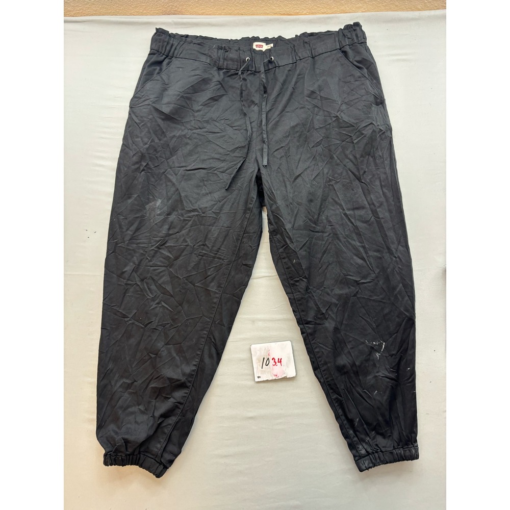 Levis Womens 18W Black Jogger Pants Elastic Waist Drawstring Casual Twill